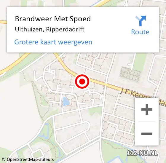 Locatie op kaart van de 112 melding: Brandweer Met Spoed Naar Uithuizen, Ripperdadrift op 28 mei 2023 00:48
