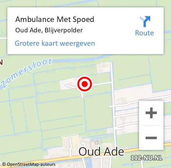 Locatie op kaart van de 112 melding: Ambulance Met Spoed Naar Oud Ade, Blijverpolder op 28 mei 2023 02:00