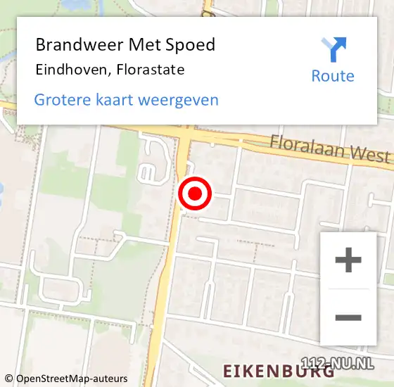 Locatie op kaart van de 112 melding: Brandweer Met Spoed Naar Eindhoven, Florastate op 28 mei 2023 02:13