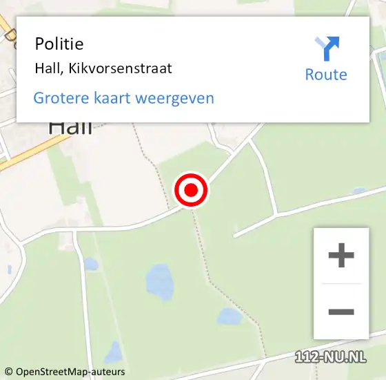 Locatie op kaart van de 112 melding: Politie Hall, Kikvorsenstraat op 28 mei 2023 02:47