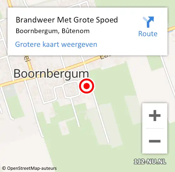 Locatie op kaart van de 112 melding: Brandweer Met Grote Spoed Naar Boornbergum, Bûtenom op 28 mei 2023 04:05