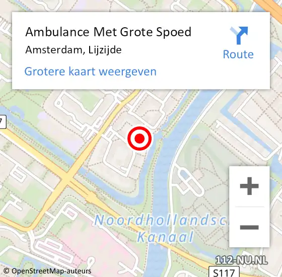 Locatie op kaart van de 112 melding: Ambulance Met Grote Spoed Naar Amsterdam, Lijzijde op 28 mei 2023 08:37