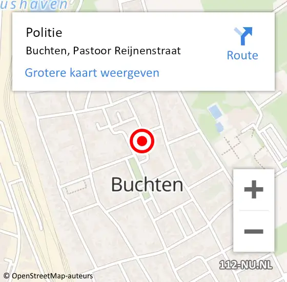 Locatie op kaart van de 112 melding: Politie Buchten, Pastoor Reijnenstraat op 28 mei 2023 09:59