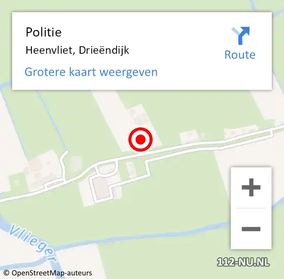 Locatie op kaart van de 112 melding: Politie Heenvliet, Drieëndijk op 28 mei 2023 11:02