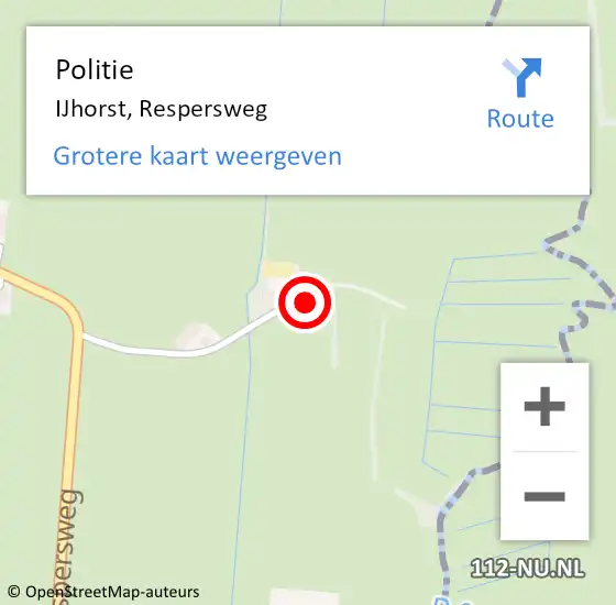Locatie op kaart van de 112 melding: Politie IJhorst, Respersweg op 28 mei 2023 12:43