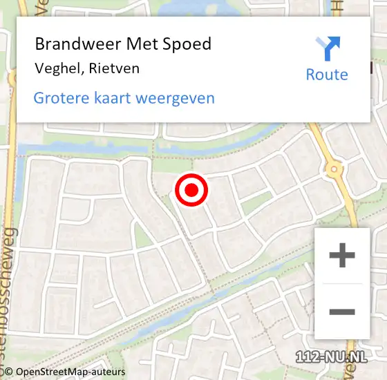 Locatie op kaart van de 112 melding: Brandweer Met Spoed Naar Veghel, Rietven op 28 mei 2023 12:48