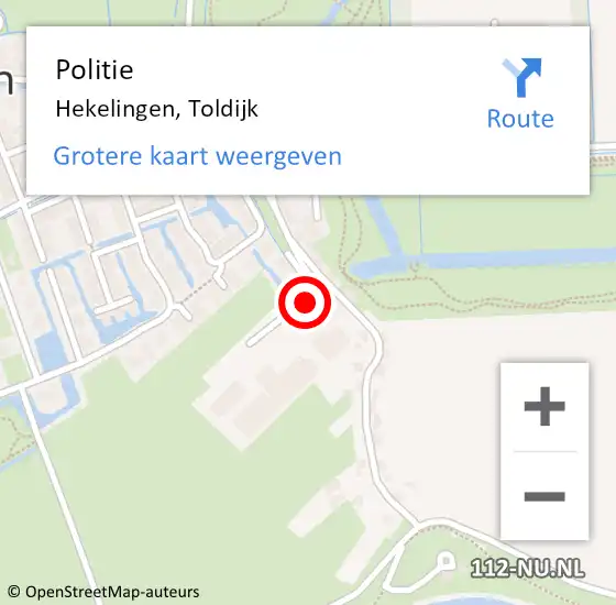 Locatie op kaart van de 112 melding: Politie Hekelingen, Toldijk op 28 mei 2023 13:30