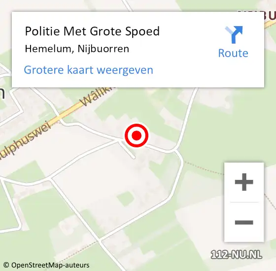 Locatie op kaart van de 112 melding: Politie Met Grote Spoed Naar Hemelum, Nijbuorren op 28 mei 2023 13:54
