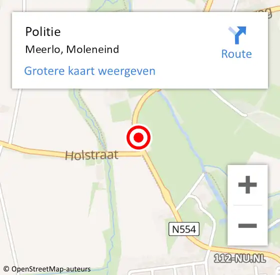 Locatie op kaart van de 112 melding: Politie Meerlo, Moleneind op 28 mei 2023 15:51