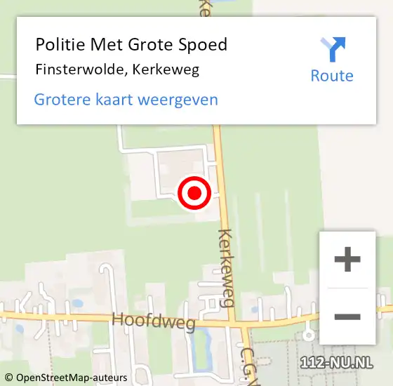 Locatie op kaart van de 112 melding: Politie Met Grote Spoed Naar Finsterwolde, Kerkeweg op 28 mei 2023 15:59