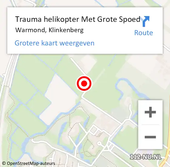 Locatie op kaart van de 112 melding: Trauma helikopter Met Grote Spoed Naar Warmond, Klinkenberg op 28 mei 2023 16:14