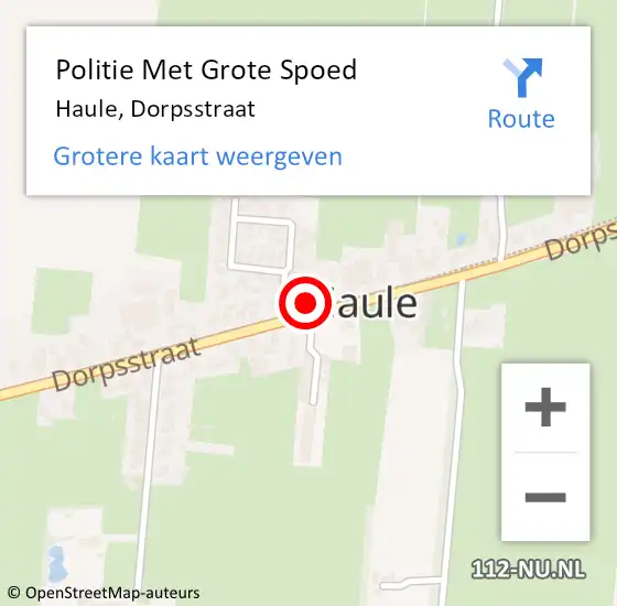 Locatie op kaart van de 112 melding: Politie Met Grote Spoed Naar Haule, Dorpsstraat op 28 mei 2023 16:19