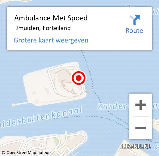 Locatie op kaart van de 112 melding: Ambulance Met Spoed Naar IJmuiden, Forteiland op 28 mei 2023 16:42