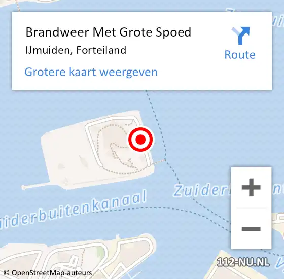 Locatie op kaart van de 112 melding: Brandweer Met Grote Spoed Naar IJmuiden, Forteiland op 28 mei 2023 16:43