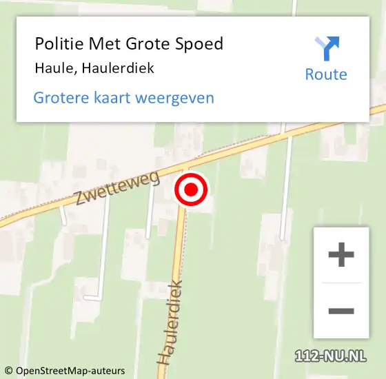 Locatie op kaart van de 112 melding: Politie Met Grote Spoed Naar Haule, Haulerdiek op 28 mei 2023 18:05
