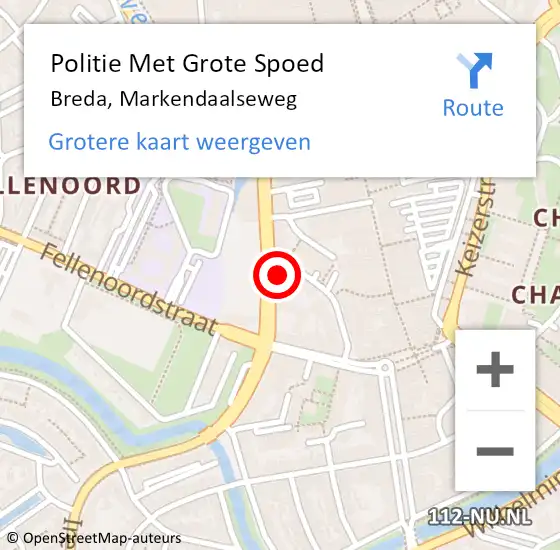 Locatie op kaart van de 112 melding: Politie Met Grote Spoed Naar Breda, Markendaalseweg op 28 mei 2023 18:41