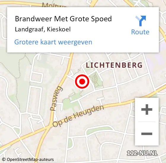 Locatie op kaart van de 112 melding: Brandweer Met Grote Spoed Naar Landgraaf, Kieskoel op 28 mei 2023 18:52
