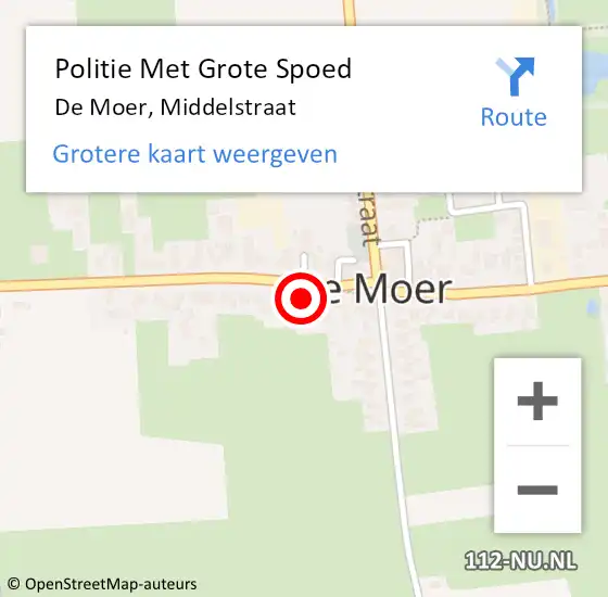 Locatie op kaart van de 112 melding: Politie Met Grote Spoed Naar De Moer, Middelstraat op 28 mei 2023 18:52