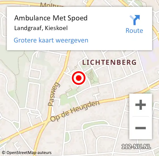 Locatie op kaart van de 112 melding: Ambulance Met Spoed Naar Landgraaf, Kieskoel op 28 mei 2023 18:56