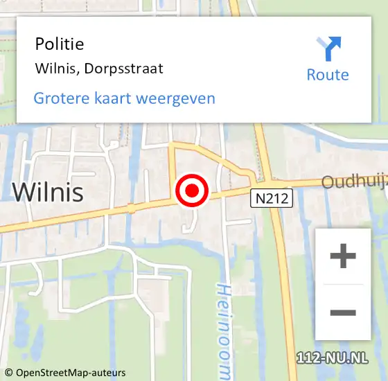Locatie op kaart van de 112 melding: Politie Wilnis, Dorpsstraat op 28 mei 2023 19:25