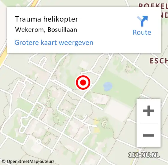 Locatie op kaart van de 112 melding: Trauma helikopter Wekerom, Bosuillaan op 28 mei 2023 20:36