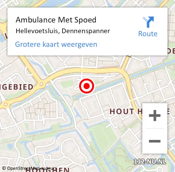 Locatie op kaart van de 112 melding: Ambulance Met Spoed Naar Hellevoetsluis, Dennenspanner op 29 mei 2023 04:38
