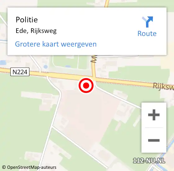 Locatie op kaart van de 112 melding: Politie Ede, Rijksweg op 29 mei 2023 08:00