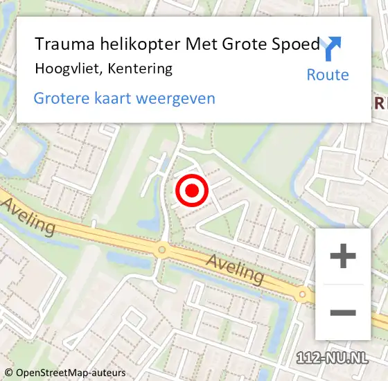 Locatie op kaart van de 112 melding: Trauma helikopter Met Grote Spoed Naar Hoogvliet, Kentering op 29 mei 2023 10:22