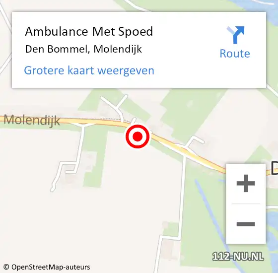 Locatie op kaart van de 112 melding: Ambulance Met Spoed Naar Den Bommel, Molendijk op 29 mei 2023 11:23