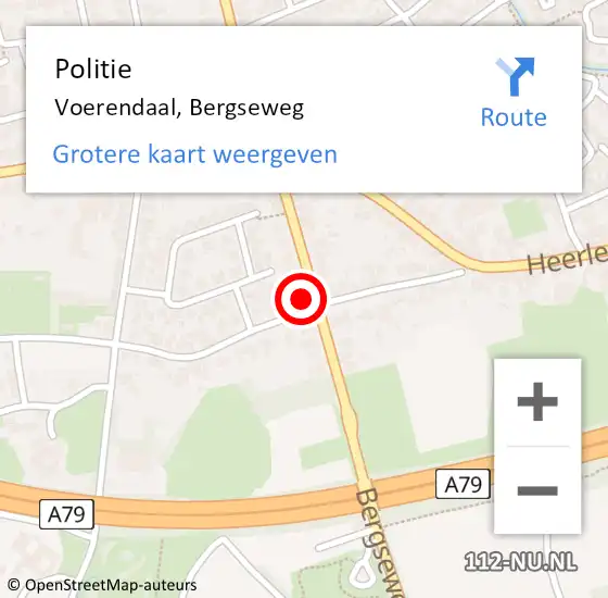 Locatie op kaart van de 112 melding: Politie Voerendaal, Bergseweg op 29 mei 2023 11:34