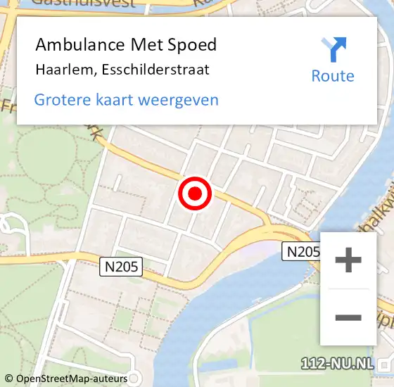 Locatie op kaart van de 112 melding: Ambulance Met Spoed Naar Haarlem, Esschilderstraat op 29 mei 2023 12:17