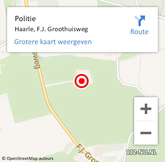 Locatie op kaart van de 112 melding: Politie Haarle, F.J. Groothuisweg op 29 mei 2023 13:01