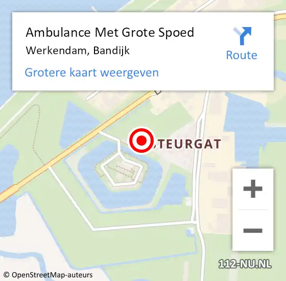 Locatie op kaart van de 112 melding: Ambulance Met Grote Spoed Naar Werkendam, Bandijk op 29 mei 2023 15:46