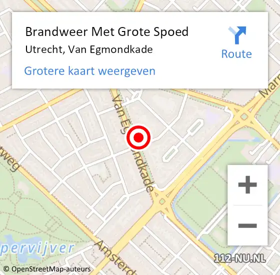 Locatie op kaart van de 112 melding: Brandweer Met Grote Spoed Naar Utrecht, Van Egmondkade op 29 mei 2023 15:57