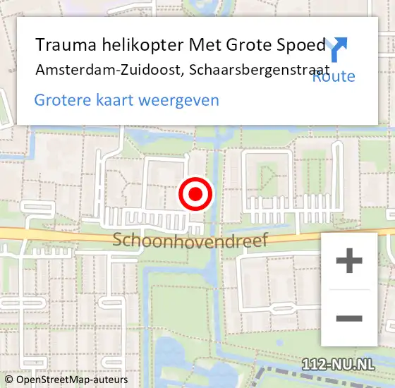 Locatie op kaart van de 112 melding: Trauma helikopter Met Grote Spoed Naar Amsterdam, Schaarsbergenstraat op 29 mei 2023 16:21