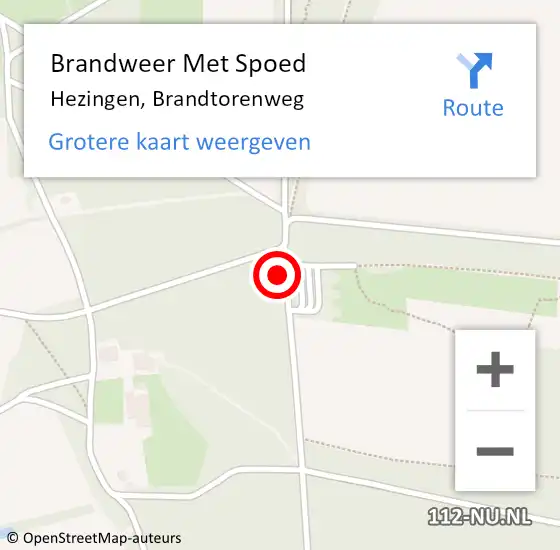 Locatie op kaart van de 112 melding: Brandweer Met Spoed Naar Hezingen, Brandtorenweg op 29 mei 2023 17:43