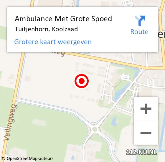 Locatie op kaart van de 112 melding: Ambulance Met Grote Spoed Naar Tuitjenhorn, Koolzaad op 29 mei 2023 19:04