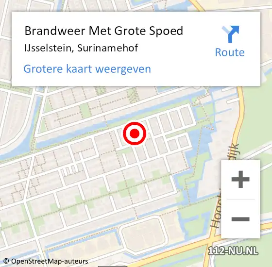 Locatie op kaart van de 112 melding: Brandweer Met Grote Spoed Naar IJsselstein, Surinamehof op 29 mei 2023 20:31