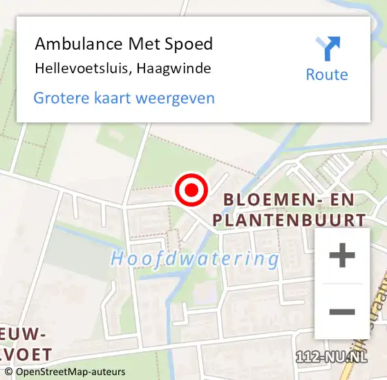 Locatie op kaart van de 112 melding: Ambulance Met Spoed Naar Hellevoetsluis, Haagwinde op 29 mei 2023 21:23
