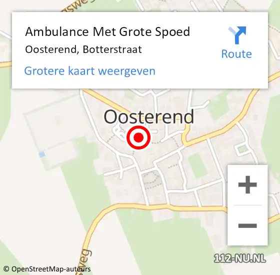 Locatie op kaart van de 112 melding: Ambulance Met Grote Spoed Naar Oosterend, Botterstraat op 30 mei 2023 02:43