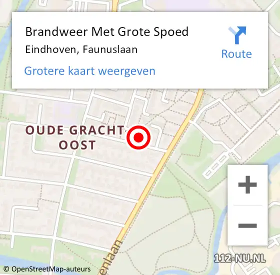 Locatie op kaart van de 112 melding: Brandweer Met Grote Spoed Naar Eindhoven, Faunuslaan op 30 mei 2023 03:38