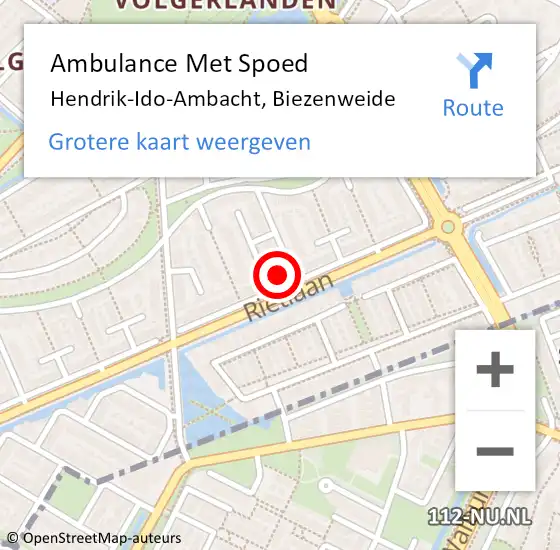 Locatie op kaart van de 112 melding: Ambulance Met Spoed Naar Hendrik-Ido-Ambacht, Biezenweide op 30 mei 2023 07:14