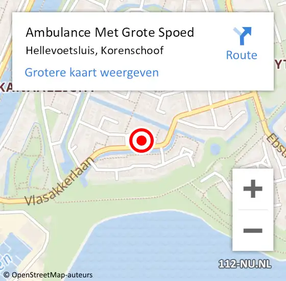 Locatie op kaart van de 112 melding: Ambulance Met Grote Spoed Naar Hellevoetsluis, Korenschoof op 30 mei 2023 08:07