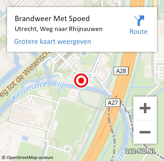 Locatie op kaart van de 112 melding: Brandweer Met Spoed Naar Utrecht, Weg naar Rhijnauwen op 30 mei 2023 10:00