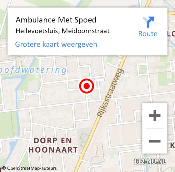 Locatie op kaart van de 112 melding: Ambulance Met Spoed Naar Hellevoetsluis, Meidoornstraat op 30 mei 2023 12:08