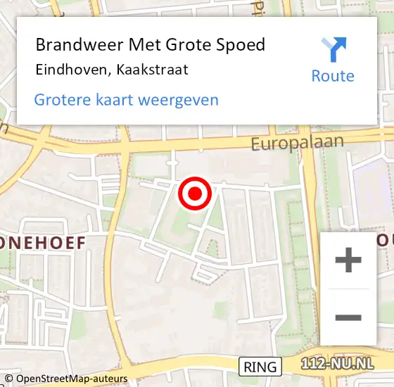 Locatie op kaart van de 112 melding: Brandweer Met Grote Spoed Naar Eindhoven, Kaakstraat op 30 mei 2023 12:34