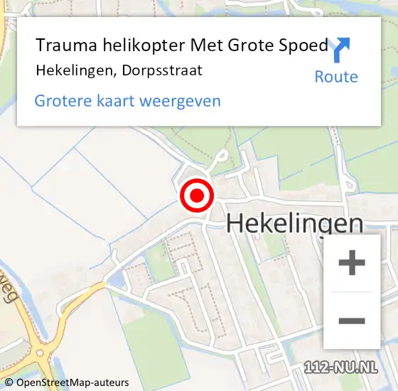 Locatie op kaart van de 112 melding: Trauma helikopter Met Grote Spoed Naar Hekelingen, Dorpsstraat op 30 mei 2023 13:24