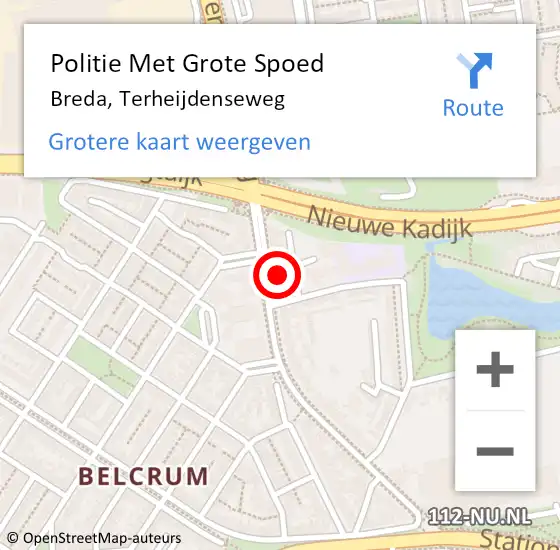 Locatie op kaart van de 112 melding: Politie Met Grote Spoed Naar Breda, Terheijdenseweg op 30 mei 2023 13:50
