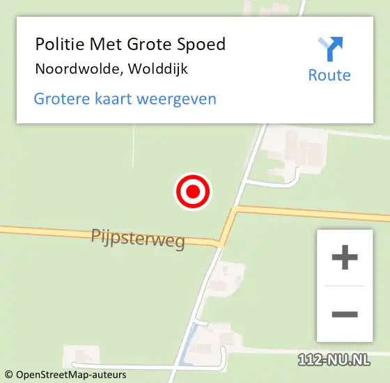 Locatie op kaart van de 112 melding: Politie Met Grote Spoed Naar Noordwolde, Wolddijk op 30 mei 2023 13:53