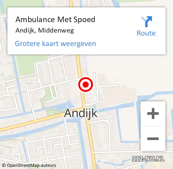 Locatie op kaart van de 112 melding: Ambulance Met Spoed Naar Andijk, Middenweg op 30 mei 2023 14:25